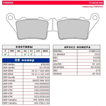 Тормозные колодки FERODO FDB2005P