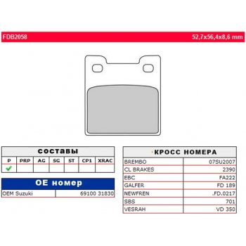 Тормозные колодки FERODO FDB2058P