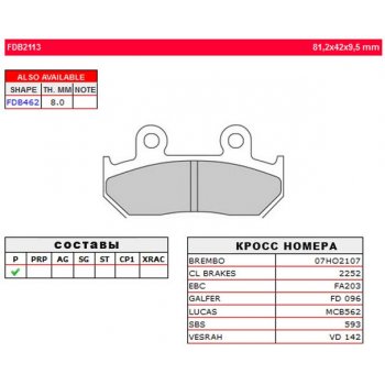 Тормозные колодки FERODO FDB2113P