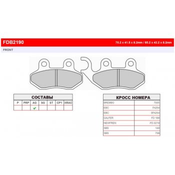 Тормозные колодки FERODO FDB2190AG