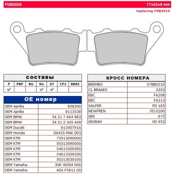 Тормозные колодки FERODO FDB2005ST