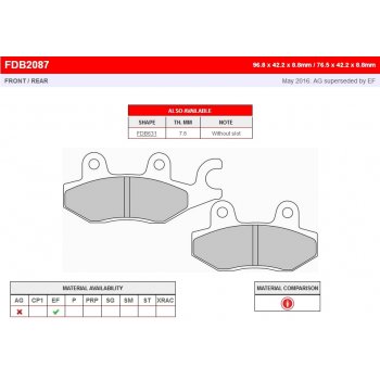 Тормозные колодки FERODO FDB2087EF