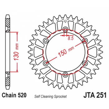 Звезда JT ведомая алюминиевая JTA251 52