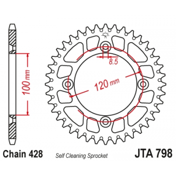 Звезда JT ведомая алюминиевая JTA798 52